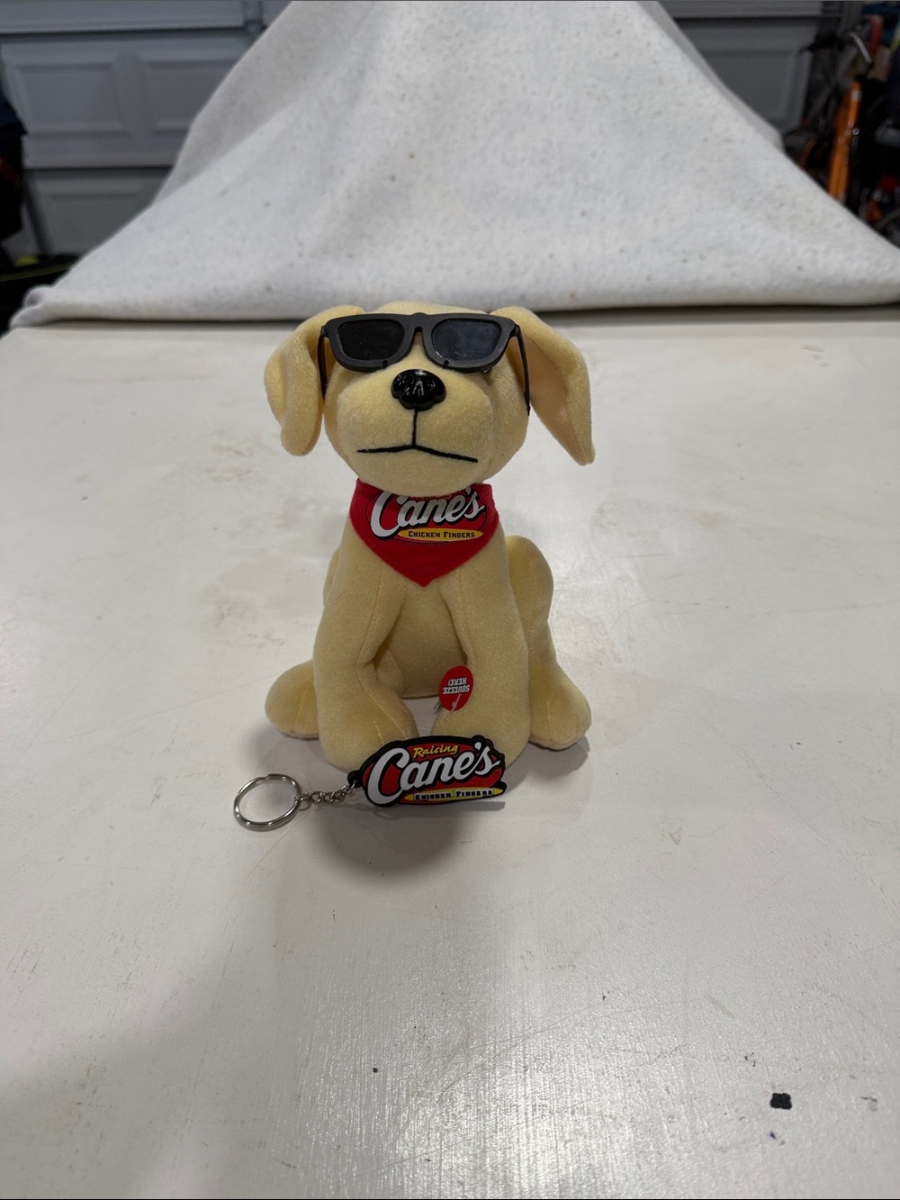 Raising Yellow Plush Dog Keychain with Sunglasses - Brand